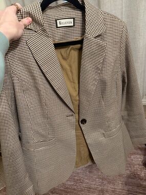 Elleven Checked Blazer in Brown & Cream